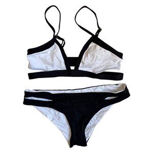 LSPACE Black & White Bikini with Cut-Outs - Size Small